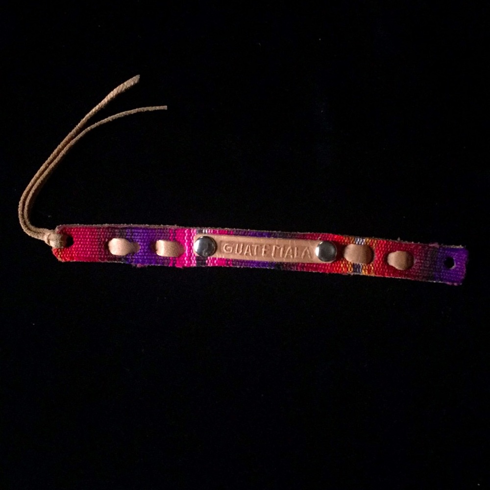 A vibrant Guatemala leatherette tie bracelet